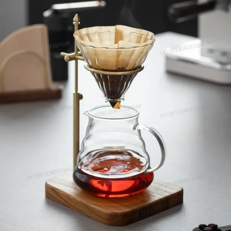 Coffee Equipment Holder - HeMu Solid Wood Brass Hand Brewed