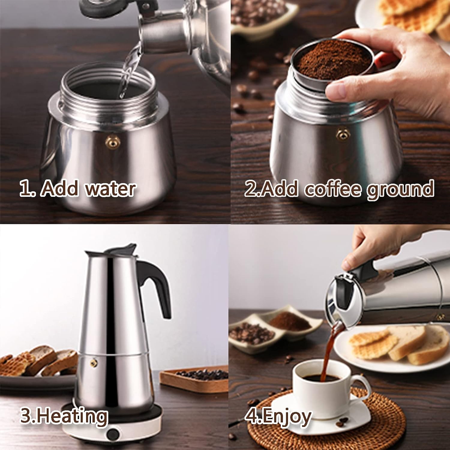4/6/9 Cups Moka Pot Caffe Mach – обзор и цена Coffee Equipment Wholesale
